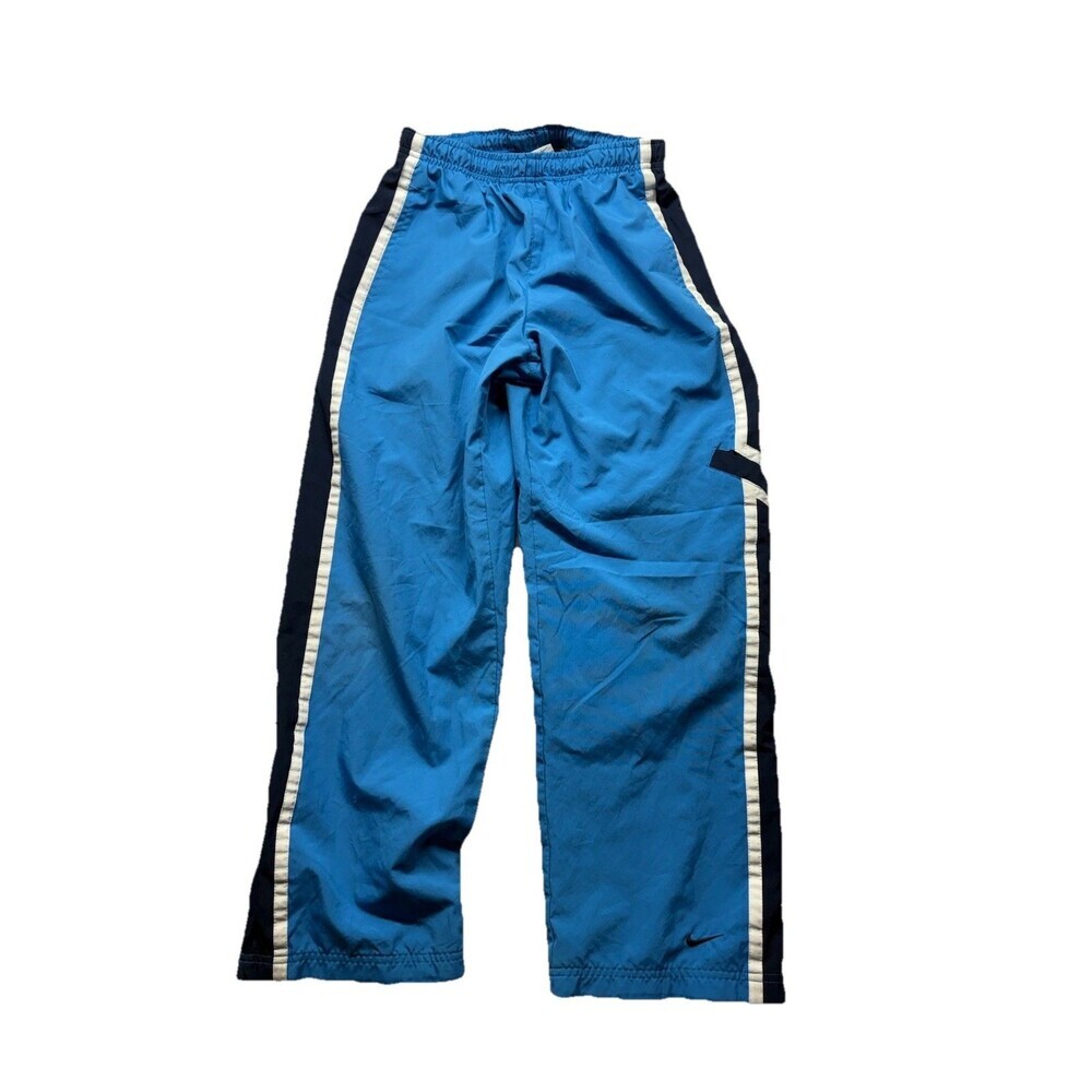 Vintage Y2K Nike Track Pants Lined Blue White Striped Youth Boys Size L 14/16